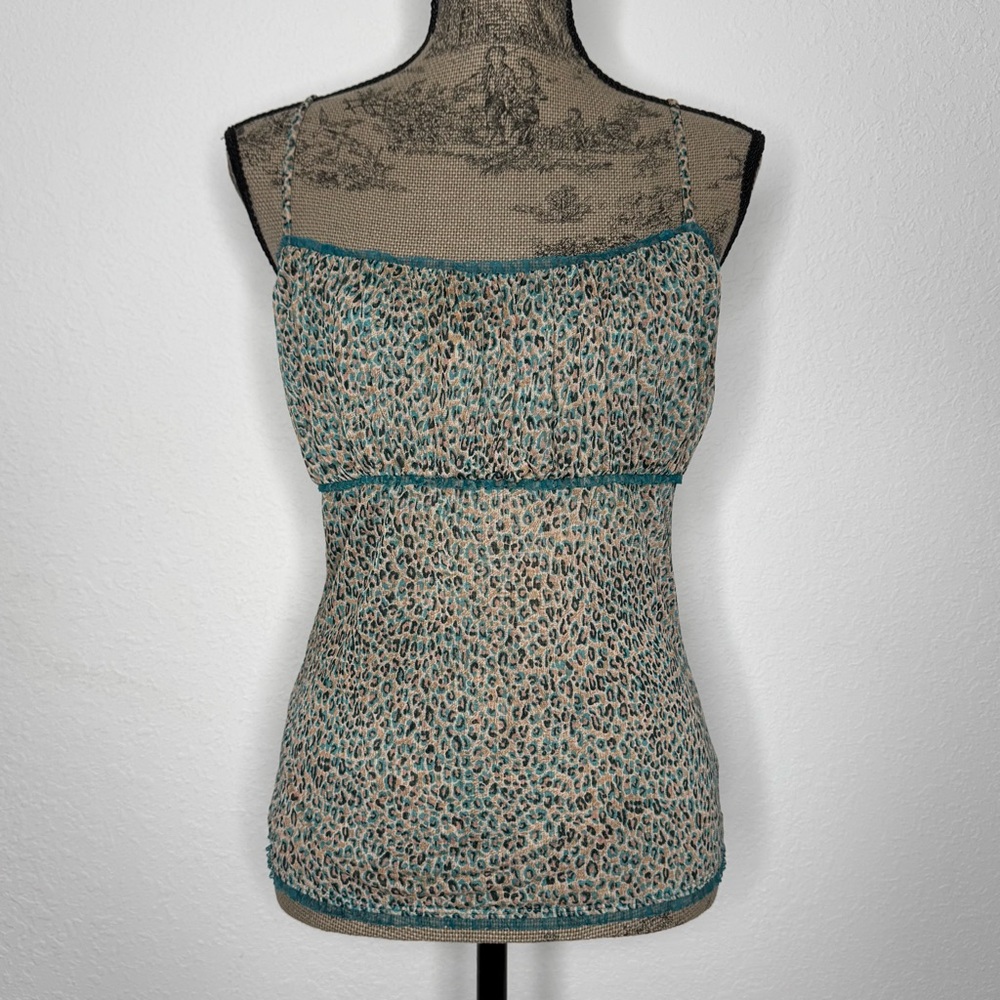 DVF Diane Von Furstenberg Leopard Print Cami Spaghetti Strap Y2K Women’s Top - Picture 2 of 7
